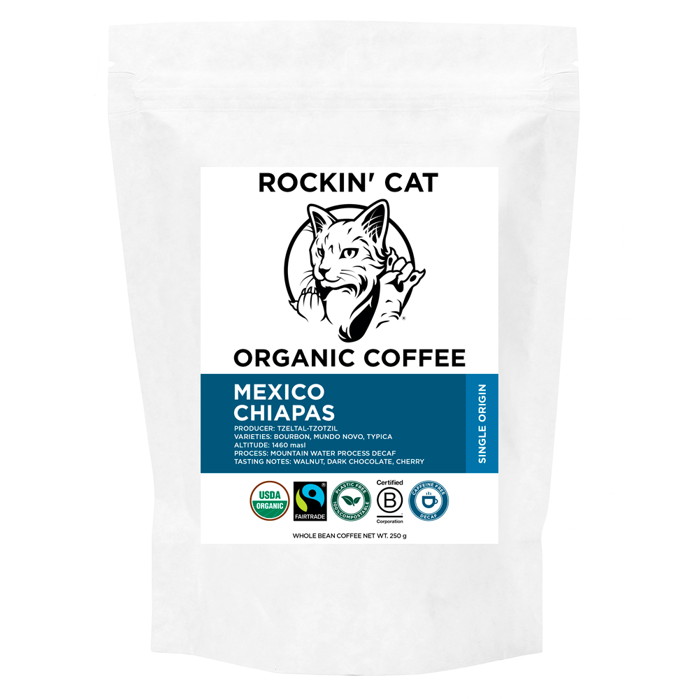 Rockin' Cat Organic Coffee - Mexico Chiapas - DECAF - Fairtrade
